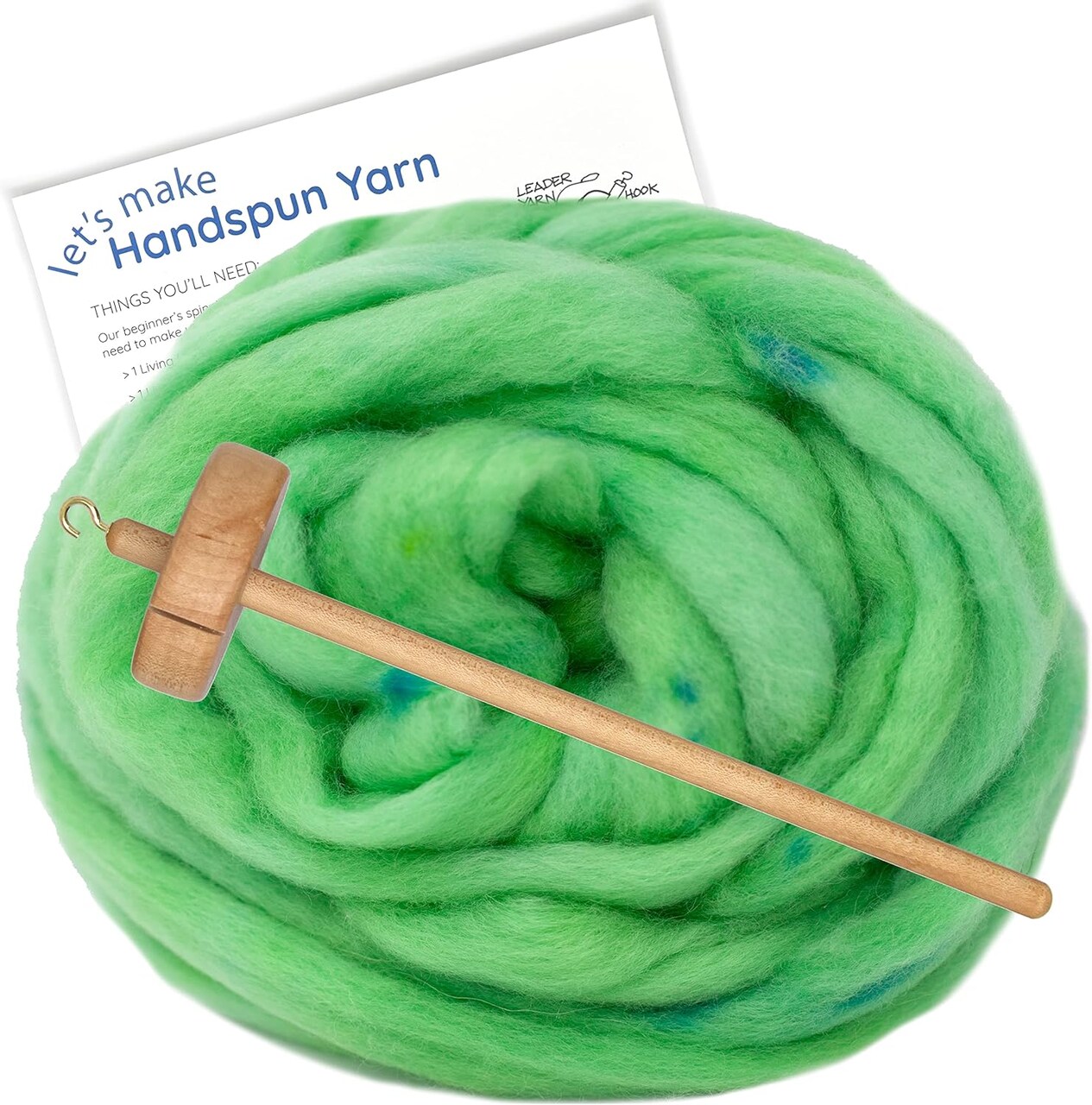 LEARN TO SPIN - Beginner's Spinning Kit with Hand Dyed BFL Roving, Drop Spindle & Printed Instructions w/ Video. Many Colors.